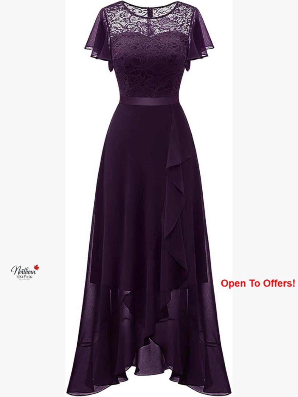 Lace Formal Dress with Slit for Wedding Guest Evening Party